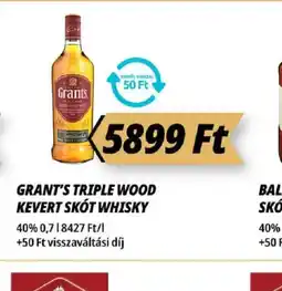 Príma GRANT'S TRIPLE WOOD KEVERT SKT WHISKY ajánlat