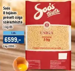 Metro Soós 8 tojásos préselt csiga száraztészta ajánlat