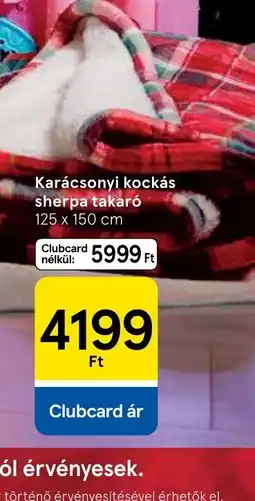 Tesco Karácsonyi kockás sherpa takar ajánlat