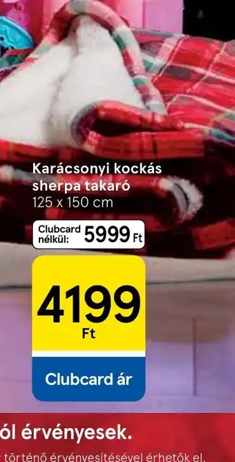 Tesco Karácsonyi kockás sherpa takar ajánlat