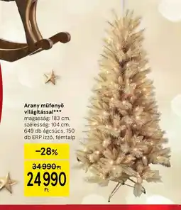 Tesco Arany műfenyő világítással ajánlat