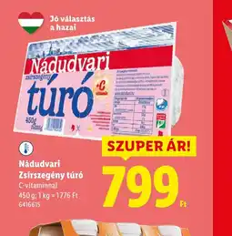 Lidl Nádudvari Zsírszegény túr ajánlat