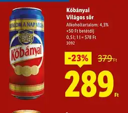 Lidl Kőbányai Világos sör ajánlat