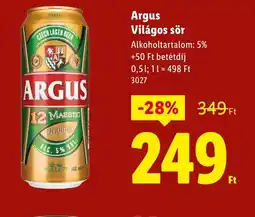 Lidl Argus Világos sör ajánlat