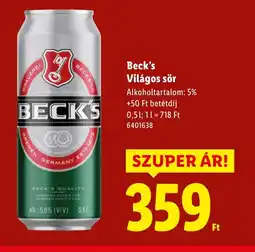 Lidl Beck's Világos sör ajánlat
