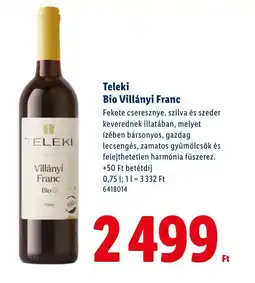 Lidl Teleki Bio Villányi Franc ajánlat