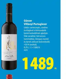 Lidl Günzer Villányi Portugieser ajánlat