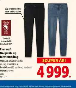 Lidl Esmara® Női push-up farmernadrág ajánlat