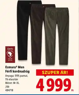 Lidl Esmara® Men Férfi kordnadrág ajánlat