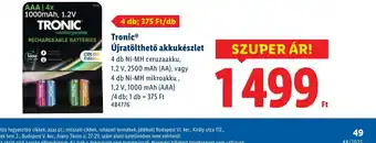 Lidl Tronic Újratölthető akkukészlet ajánlat