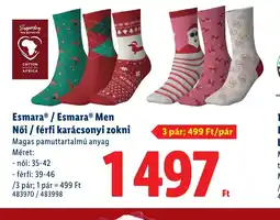 Lidl Esmara® / Esmara® Men Női / férfi karácsonyi zokni ajánlat