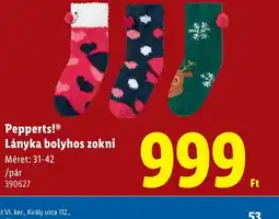 Lidl Pepperts! Lányka bolyhos zokni ajánlat