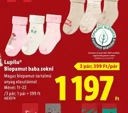 Lidl Lupilu Biopamut baba zokni ajánlat
