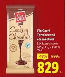 Lidl FIN CARRÉ Tortabevonó étcsokoládé ajánlat