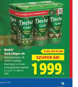 Lidl Dreher Gold világos sör ajánlat