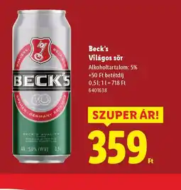 Lidl Beck's Világos sör ajánlat