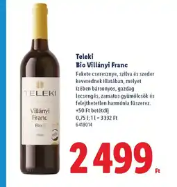 Lidl Teleki Bio Villányi Franc ajánlat