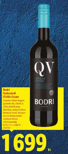 Lidl Bodri Szekszárdi Civilis Cuvée ajánlat