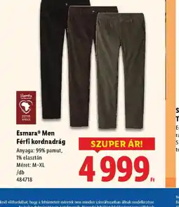 Lidl Esmara® Men Férfi kordnadrág ajánlat
