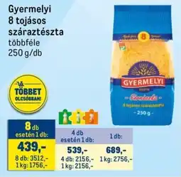 Metro Gyermelyi 8 tojásos száraztészta ajánlat