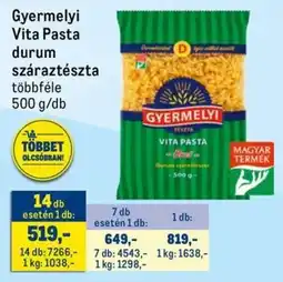 Metro Gyermelyi Vita Pasta durum száraztészta ajánlat