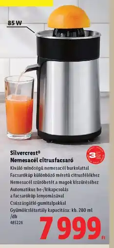 Lidl Silvercrest® Nemesacél citrusfacsar ajánlat
