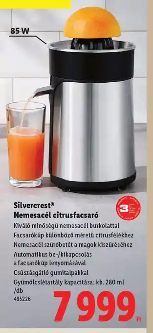 Lidl Silvercrest® Nemesacél citrusfacsar ajánlat