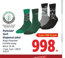 Lidl Parkside® Férfi biopamut zokni ajánlat