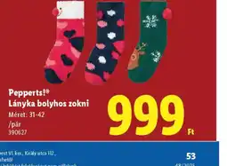 Lidl Pepperts! Lányka bolyhos zokni ajánlat
