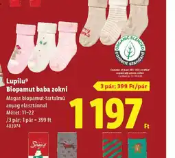 Lidl Lupilu Biopamut baba zokni ajánlat