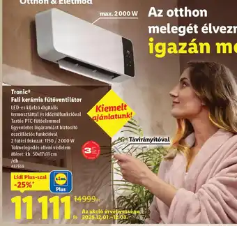 Lidl Tronik Fali kerámia fűtőventilátor ajánlat