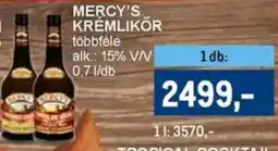 Metro Mercy's krémlikőr ajánlat