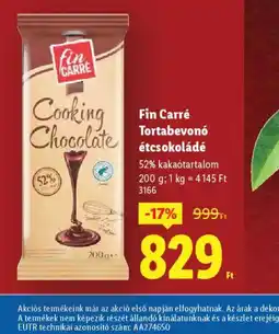 Lidl Fin Carré Tortabevon étcsokoládé ajánlat