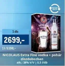 Metro NICOLAUS Extra Fine vodka + pohár díszdobozban ajánlat