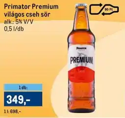 Metro Primator Premium világos cseh sör ajánlat