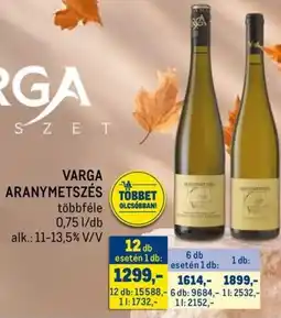 Metro Varga aranymetszés ajánlat