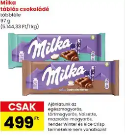 Spar Milka táblás csokoládé ajánlat