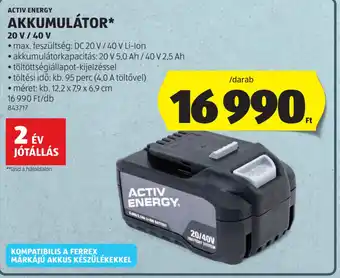 ALDI ACTIV ENERGY AKKUMULÁTOR ajánlat