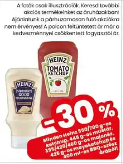 Spar Heinz ketchup, mustár, majonéz, mayoketchupés, BBQ-szósz ajánlat