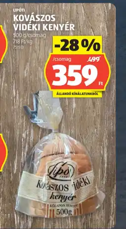 ALDI KOVÁSZOS VIDÉKI KENYÉR ajánlat