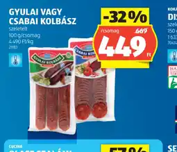 ALDI GYULAI VAGY CSABAI KOLBÁSZ ajánlat