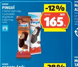 ALDI KINDER PINGU tejcsokoládé-szeletek tejes krémmel töltve 50 g/doboz 4980 Ft/kg ajánlat