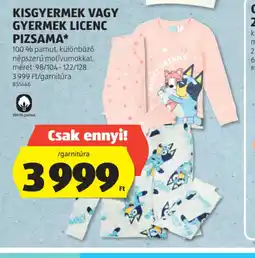 ALDI KISGYERMEK VAGY GYERMEK LICENC PIZSAMA ajánlat