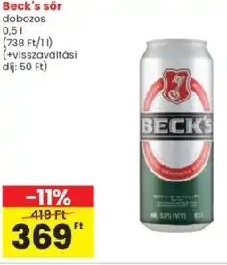 Spar Beck's sör ajánlat