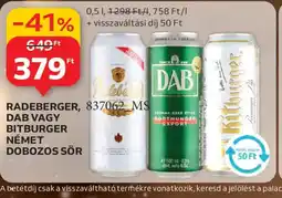 Auchan RADEBERGER, DAB VAGY BITBURGER NÉMET DOBOZOS SÖR ajánlat
