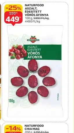 Auchan NATURFOOD ASZALT, ÉDESÍTETT VÖRÖS ÁFONYA ajánlat