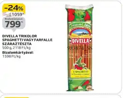 Auchan DIVELLA TRIKOLOR SPAGHETTI VAGY FARFALLE SZÁRAZTÉSZTA ajánlat