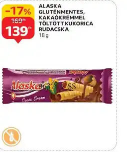 Auchan ALASKA GLUTÉNMENTES, KAKAKRÉMMEL TÖLTÖTT KUKORICA RUDACSKA ajánlat