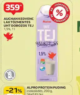 Auchan AUCHAN KEDVENC LAKTZMENTES UHT DOBOZOS TEJ ajánlat