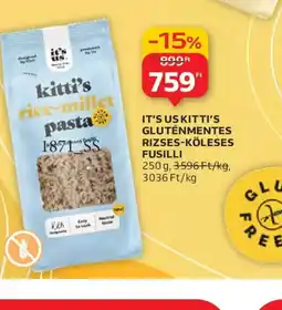 Auchan IT'S US KITTI'S GLUTÉNMENTES RIZSES-KÖLESES FUSILLI ajánlat